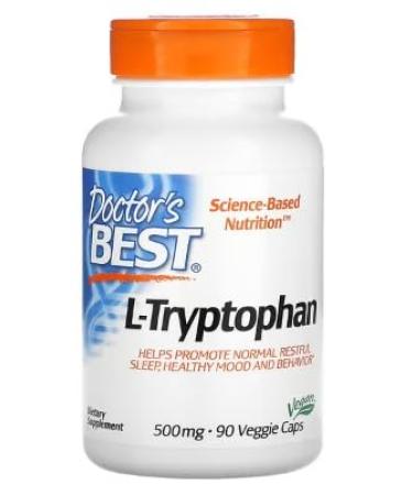 Doctor's Best L-Tryptophan with TryptoPure, 500mg - 90 Vegetable Capsules - Support for Sleep and Mental Health
