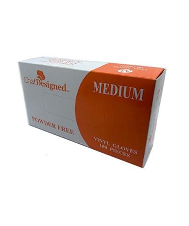 100 Disposable Vinyl Gloves Clear Powder Free Non Latex Premium Durability Ambidextrous (100 pcs) (MEDIUM)