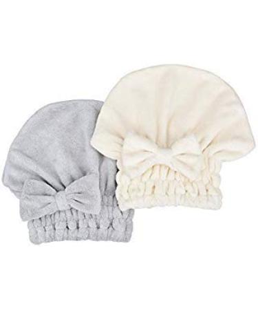 Mayow microfiber-hair-dry cap hair dryer hat ultra absorbent quickly drying hair-turban packaging cloth for women and girls gray + white - Buy Online on GoSupps.com