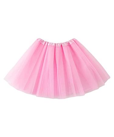 Jastore Girls Layered Stars Sequins Tutu Skirt Princess Ballet Dance Dress One Size X-satin Pink