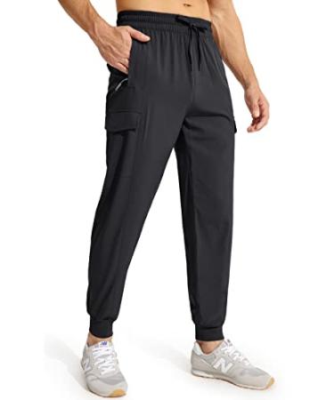 MASKERT Men's Cargo Joggers Lightweight Hiking Pants Quick Dry Track Running Athletic Travel Casual Golf Outdoor Pants Black X-Large