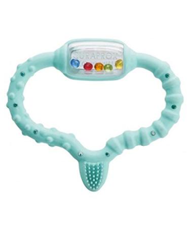 Curaprox Turquoise Baby Bite Ring with Rattle & Learning Toothbrush - BPA-Free Teething Toy 1 Piece for Baby's Dental Care - Buy Online on GoSupps.com