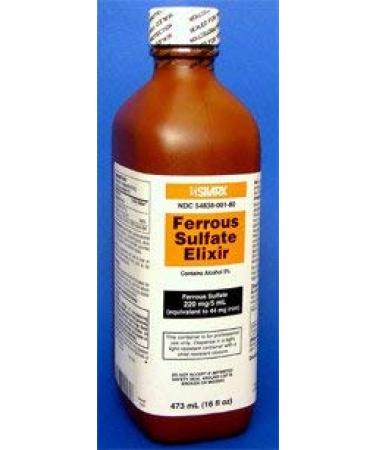 Ferrous Sulfate Elixir 220 Mg Iron Supplements by Silarx Laboratories - 16 Oz 16 Fl Oz (Pack of 1)