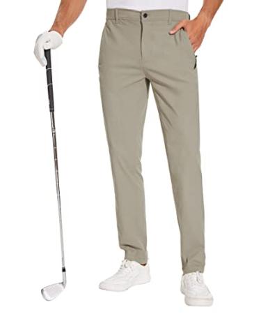 SPECIALMAGIC Golf Pants Men Stretch Slim fit Hiking Pants Lightweight Dress Casual Tapered Zipper Pockets Stone 32W x 30L