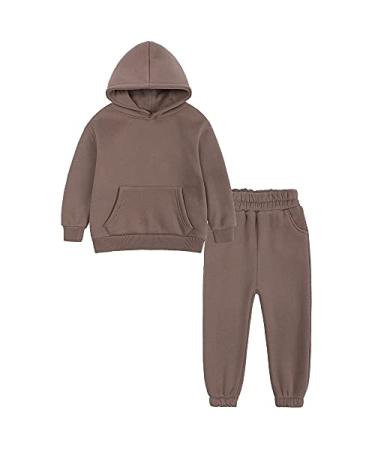 MYGBCPJS Youth 2PCS Jogger Outfits Set Fleece Hooded + Sweatpants Boys Girls Athletic Sweatsuits Pullover Clothes 2-3T Fleece Hooded Set 07