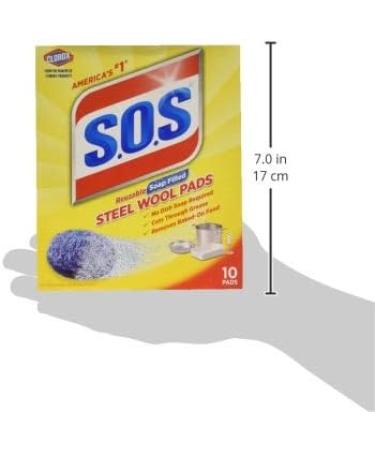 SOS Wool Steel Soap Pads 10 ct - Pack of 6 | Heavy Duty Cleaning Pads - Buy Online on GoSupps.com