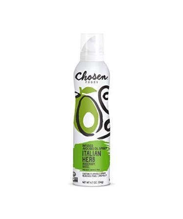 Chosen Foods Italian Herb Avocado Oil Spray 4.7 oz., Non-GMO, 500° F Smoke Point, Propellant-Free, Air Pressure Only for High-Heat Cooking, Baking and Frying