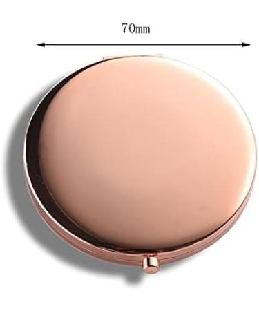 Shop Portable Rose Gold Pocket Mirror - Illuminated Travel Mini Makeup Mirror (70mm) | Retro Folding Design - Buy Online on GoSupps.com