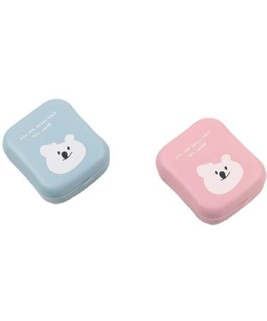 Miedeon travel contact lens container contact lenses etui 4 pieces contact lens container cartoon wearingbar contact lenses etui contact lens dinner storage travel set contact lens container (pink)