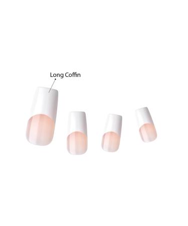 KISS Acrylic French False Nails Kit | Long Coffin White Tip Nails | Ready to Wear Gel & Manicure | Easy Apply Long-Lasting | International Shipping - Buy Online on GoSupps.com