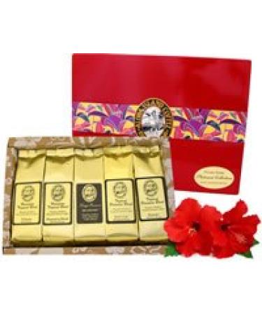 Kona Hawaiian Coffee Gift Sampler for Mothers Day, Fathers Day, Birthdays, All Occasions, Our Platinum Collection of 5 Kona Blend Coffee Roasts, in Gift Box, Ground Coffee, Brews 60 Cups