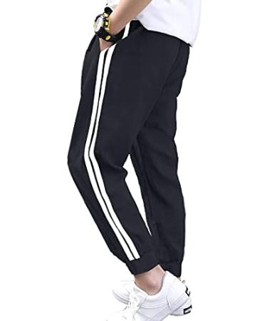 Boyoo Boys Basic Sweatpants Youth Training Pants Athletic Tricot Jogger Pants Active Sports Leggings for 6-14Y Kids Black 9-10 Years