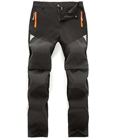 SEEU Boys Convertible Quick Dry Hiking Pants (Polyester,Spandex) Black Large