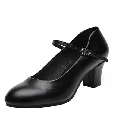 Bokimd Women's Black Non-Slip Latin Salsa Dance Heels Ballroom Character Shoes Prom Dress Pumps 9.5 Black