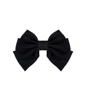 Large Hair Bow Barrettes Big for Women Girls Black Bow-Knot Hair Clips Ponytail Holder Satin Silk Ribbon French Barrette Hairpin Hair Slides Bowknot Headpiece for Teens Ladies