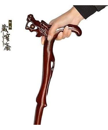 Natural Wooden Staff Hiking Stick Trekking Pole Offset Cane Wooden Cane Domineering Faucet Solid Wood Carved Crutch - Faucet Walking Cane Wear- - Suitable for Elderly Durable F Safehappy