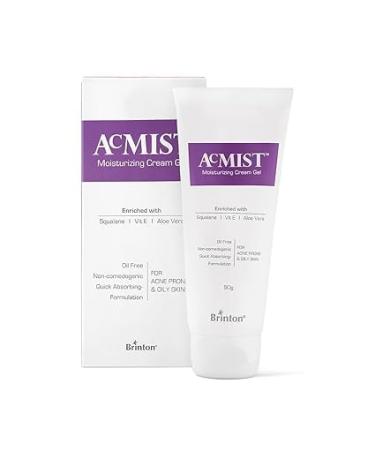 Bri.nto.n AcMist Vitamin E & Aloe Vera Based Moisturizing Cream Gel for Acne Prone and Oily Skin | Oil Free Quick Absorbing & Lightweight | All Skin Types 50 g