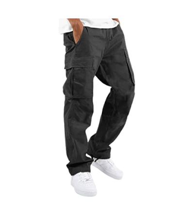 Cargo Pants for Men Casual Joggers Athletic Pants Loose Fit Hiking Trousers Outdoor Wearing Pants with Pockets Black Large