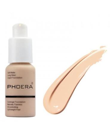 Glamza PHOERA Foundation Concealer Makeup Full Coverage Matte Brighten Long Lasting UK (102 NUDE)