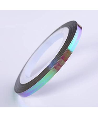 1 Rolls Matte Glitter Rainbow Nail Art Striping Tape Lines-Striping Tape for Nail Art-Nail Striping Tape Foil-Nail Striping Tape Thick-Nail Striping Tape with Dispenser-Self-Adhesive DIY Nail Art Tape Width: 3mm 5
