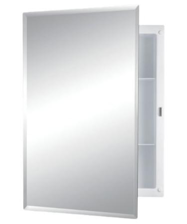 Jensen 781037 Builder Series Frameless Medicine Cabinet with Beveled Edge Mirror  16-Inch by 22-Inch by 3-3/4-Inch
