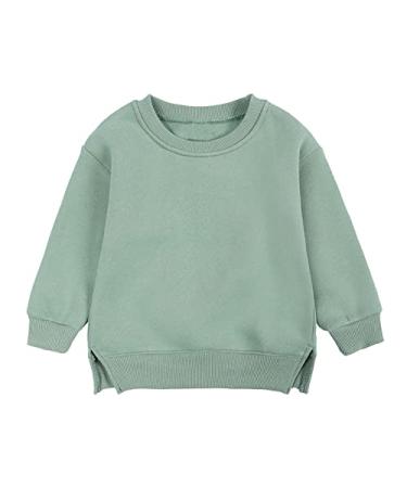 Top Fleece Coat Plus Sweatshirt Pullover Babies Solid Children's Color Girls Tops Baby Shirt 2-green 12-24 Months