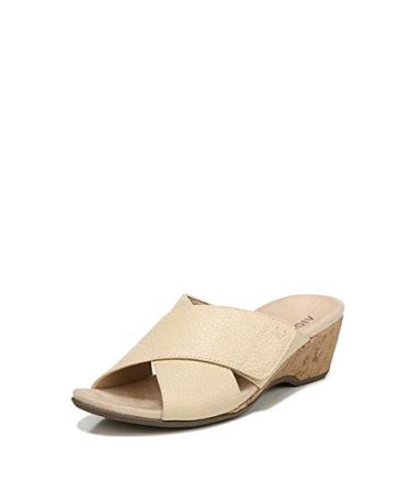 Vionic Women's Paradise Leticia Open toe Leather and Jute Wedges - Supportive Ladies Casual Fashion Slide Wedge That Include Three-Zone Comfort with Orthotic Insole Arch Support  Medium Fit 8 Semolina