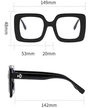 Buy Qinzhenz Oversized HD Anti-Blue Light Reading Glasses - Square Flat Light Mirror Size +200 Color C7 - Protect Your Eyes Online - Buy Online on GoSupps.com