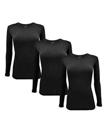 Natural Uniforms Women's Under Scrub Tee Crew Neck Long Sleeve T-Shirt Pack of 3 - Multi Pack of 3 4X-Large Black