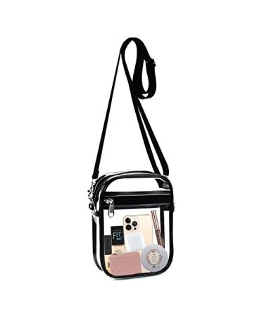 Fibrdoo Clear Crossbody Purse Bag, Clear Bag Stadium Approved with Front Pocket for Concerts Sports Festivals Small