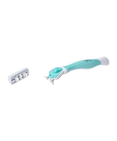 Velvety Skin Women's Razor 6 Blades - Moisturizing Strip - Comfortable Handle - Turquoise Satin - Buy Online on GoSupps.com