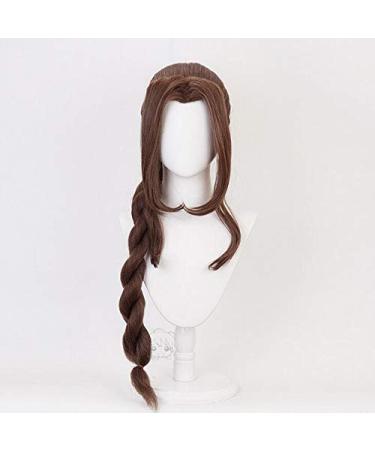 Final Fantasy VII Aerith Gainsborough Cosplay Wig - 100cm Pigtail Wavy Curly Hairpiece for Women - Buy Online on GoSupps.com