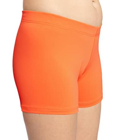 STRETCH IS COMFORT Girl's Nylon Spandex Stretch Booty Shorts Single 12 Orange