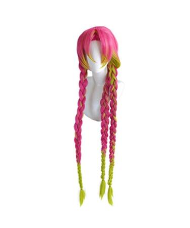 Demon Slayer Kanroji Mitsuri Cosplay Wig - Long Braids Heat-Resistant Synthetic Hair + Wig Cap - International Shipping Available - Buy Online on GoSupps.com