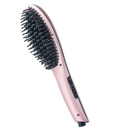 KISS Bristle Hair Straightener Heat Brush - Digital Temp Control Auto Shutoff Ionic Bristles Lightweight 360 Swivel Cord - Pink - Buy Online on GoSupps.com