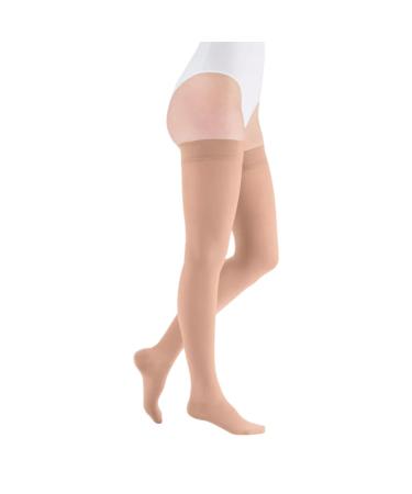 Medi Medive plus compression stockings thigh stockings |Durable |Clima-Comfort |Size: I |Caramel |KKL2 |Open tip |Normal |Nub
