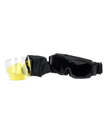 Lancer Tactical CA-223B Vented Safety Airsoft Goggles w/ Interchangeable Multi Lens Kit (Black), Includes Smoked, Clear, & Yellow Lens