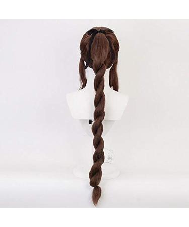 Final Fantasy VII Aerith Gainsborough Cosplay Wig - 100cm Pigtail Wavy Curly Hairpiece for Women - Buy Online on GoSupps.com