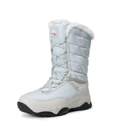 NORTIV 8 Women's Mid-Calf Waterproof Snow Winter Boots Outdoor Fur Lined Insulated Boots 11 Silver Gray