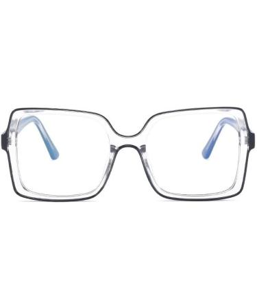 Shop Oversized Square Blue Light Blocking Reading Glasses +250 - Anti Eye Strain Eyeglasses for Computer Use - Stylish Black Frame - Buy Online on GoSupps.com