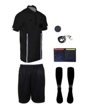 New! Pro Soccer Referee Package (7 Piece) Black YL (Chest 32-34")