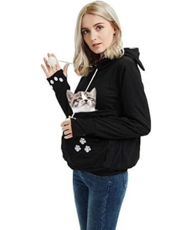 Jessie Long Sleeve Puppy Holder Sweatshirt | Pet Carrier Kangaroo Hoodie 4X-Large - Black - Buy Online on GoSupps.com