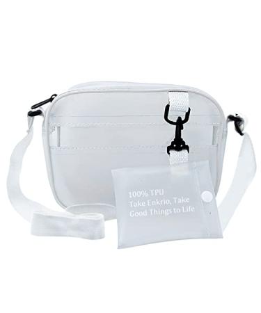 Enkrio Clear Bag Stadium Approved Clear Purse Mini Clear Messenger Bag Matte Cross Body Bag with Adjustable Strap for Women Men Students