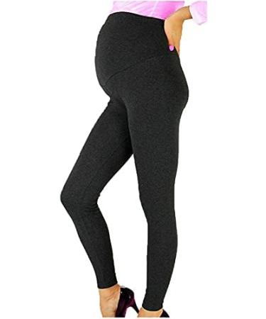 R&N FASHIONS Ladies Maternity Over Bump Stretchy Adjustable Leggings 12 Dark Grey