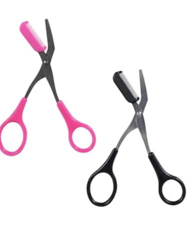 TDST Set of 2 Trimming and Shaping Eyebrow Scissors Kit for Women - Pink Black dtbs22 Beauty Supplies - Buy Online on GoSupps.com
