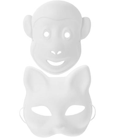 DIY Animal Masks - 2 Pack Cat Monkey & Fox Masks for Cosplay & Christmas | Paintable Masquerade Accessories - Buy Online on GoSupps.com