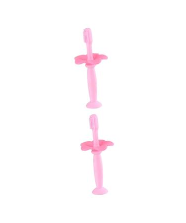 Minkissy 2 pieces bristle toothbrush infant toothbrush toddler toothbrush Toddler oral care Brush children toothbrush children toothbrush toothbrush for baby sound protection pink child