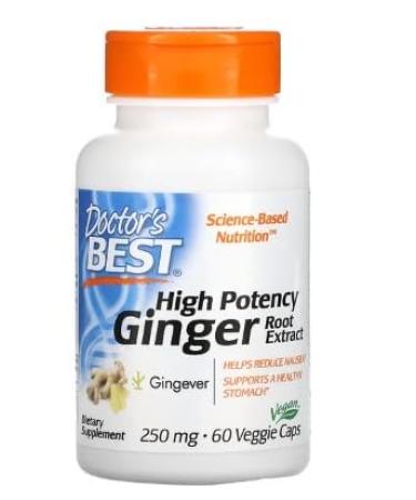 Doctor's Best High Power Ginger Root Extract 250mg - 60 Capsules - Natural Digestive Support