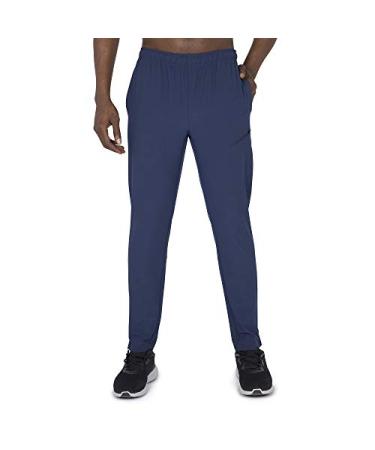 Layer 8 Mens Joggers Woven Lightweight Athletic Gym to Work Stretch Sweatpants with Pockets and One Zip Pocket Large Indigo-delta