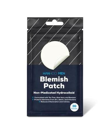 HANHOO Men's Blemish Patch | Hydrocolloid Spot Treatment with Aloe Vera Tea Tree & Bamboo | Blemish Patch Reduces Pimples Inflammation and Heals Minor Cuts (36 Count)